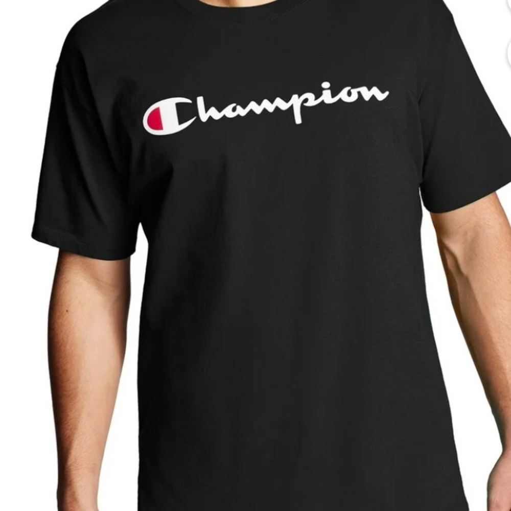 Champion Black Short Sleeve Tee with Iconic Logo